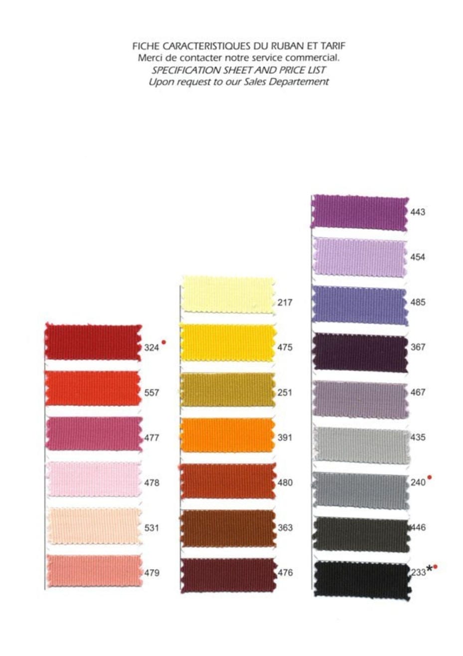 Petersham Cotton Gros Grain, 5/55mm, several colours