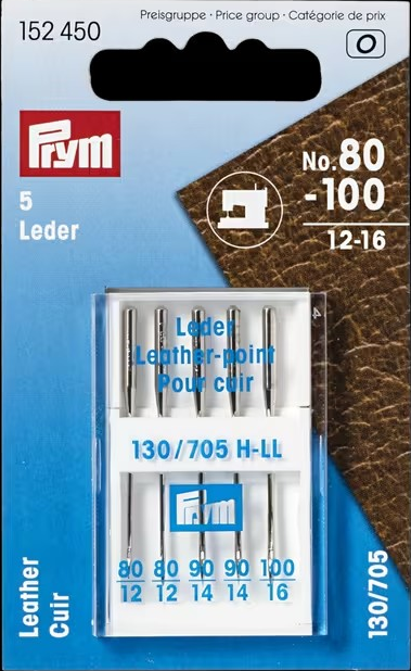 PRYM, Leather Sewing Machine Needles 130/705, no.80-100, 5pcs