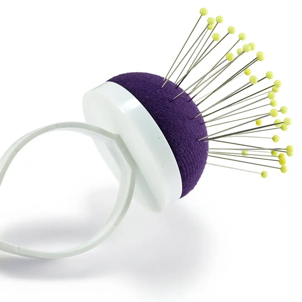 PRYM Arm Pin Cushion With Bracelet, Plum-blue/white