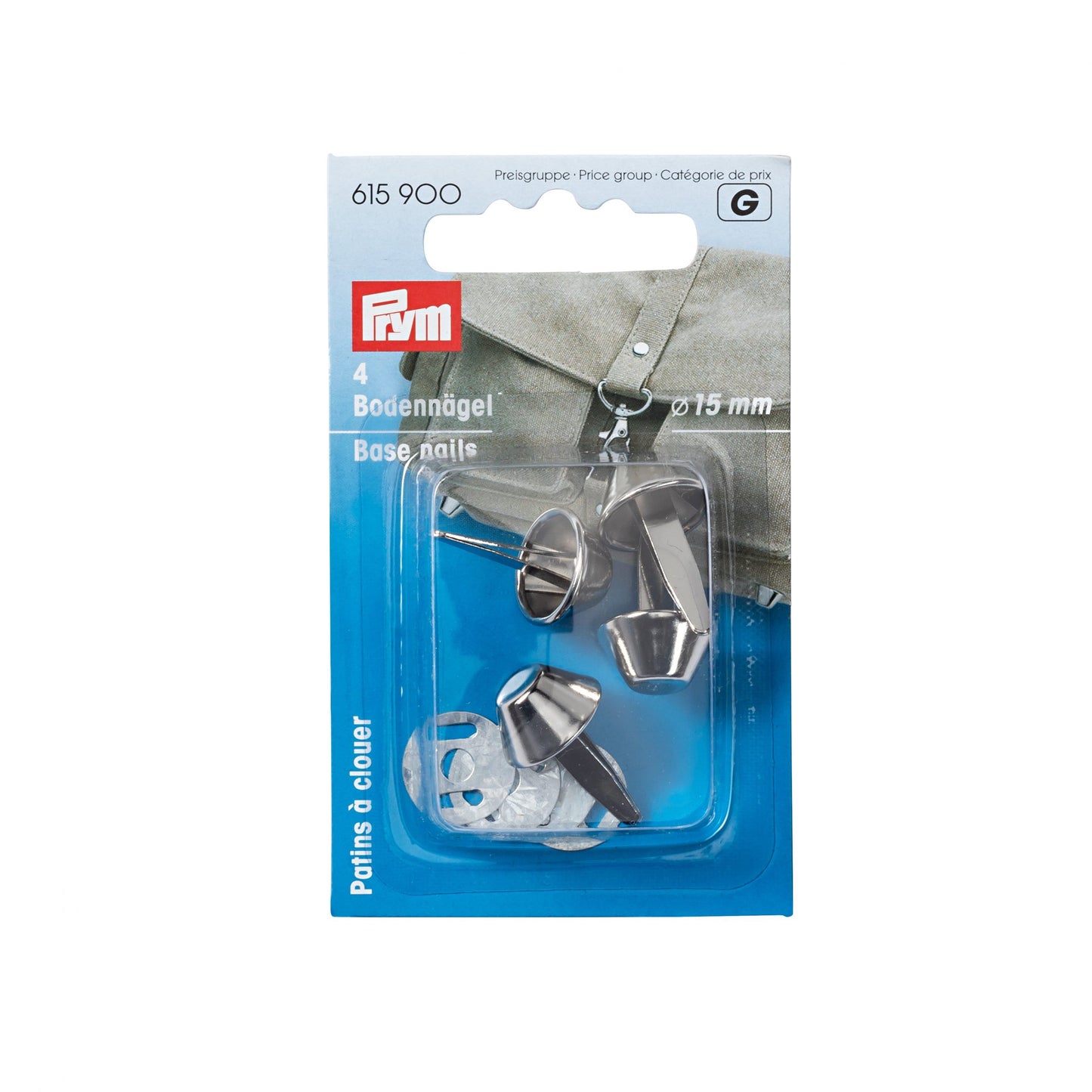 Prym Base nails for bags 15mm, silver-coloured