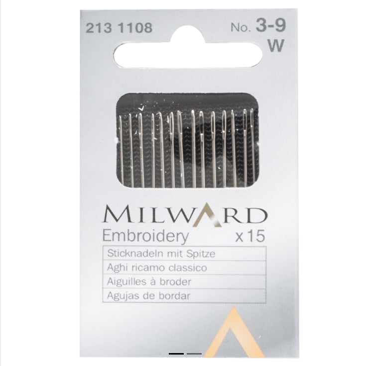 Milward Hand Sewing Embroidery/Crewel Needles, no.3-9