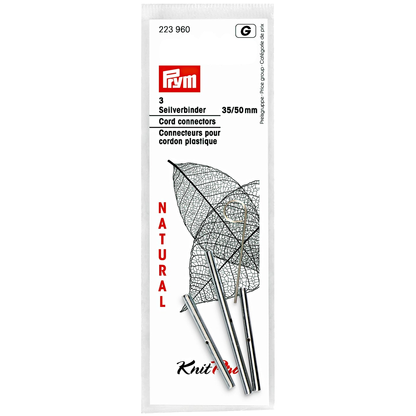 Prym Cord Connectors For Natural Needles, 2 X 35 And 1 X 50mm