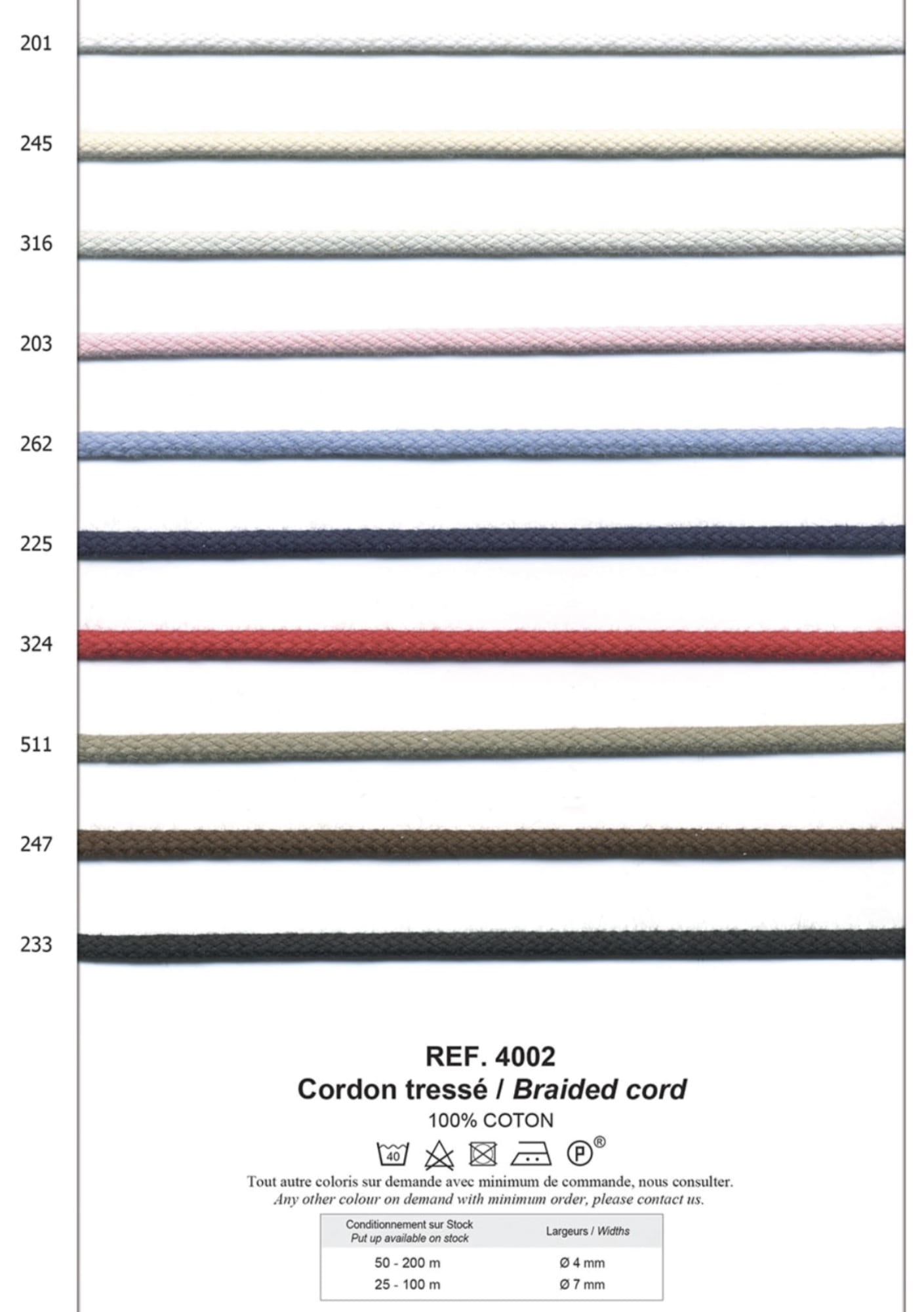 Braided Cotton Cord, 10 colours