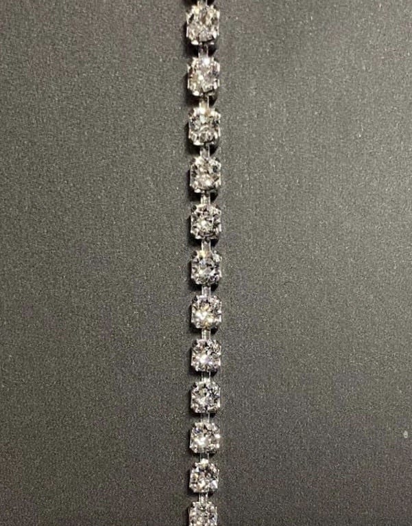 Swarovski Crystal Clear Rhinestone Studded Silver Chain