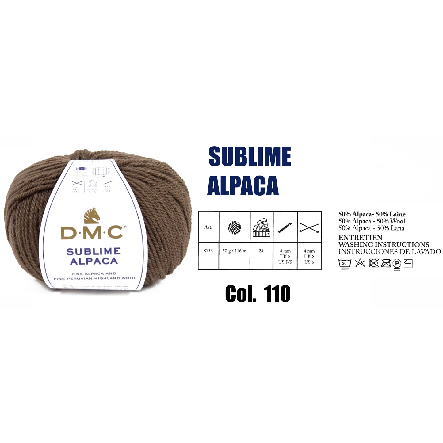 DMC Sublime Alpaca Knitting Yarn, 24 colours