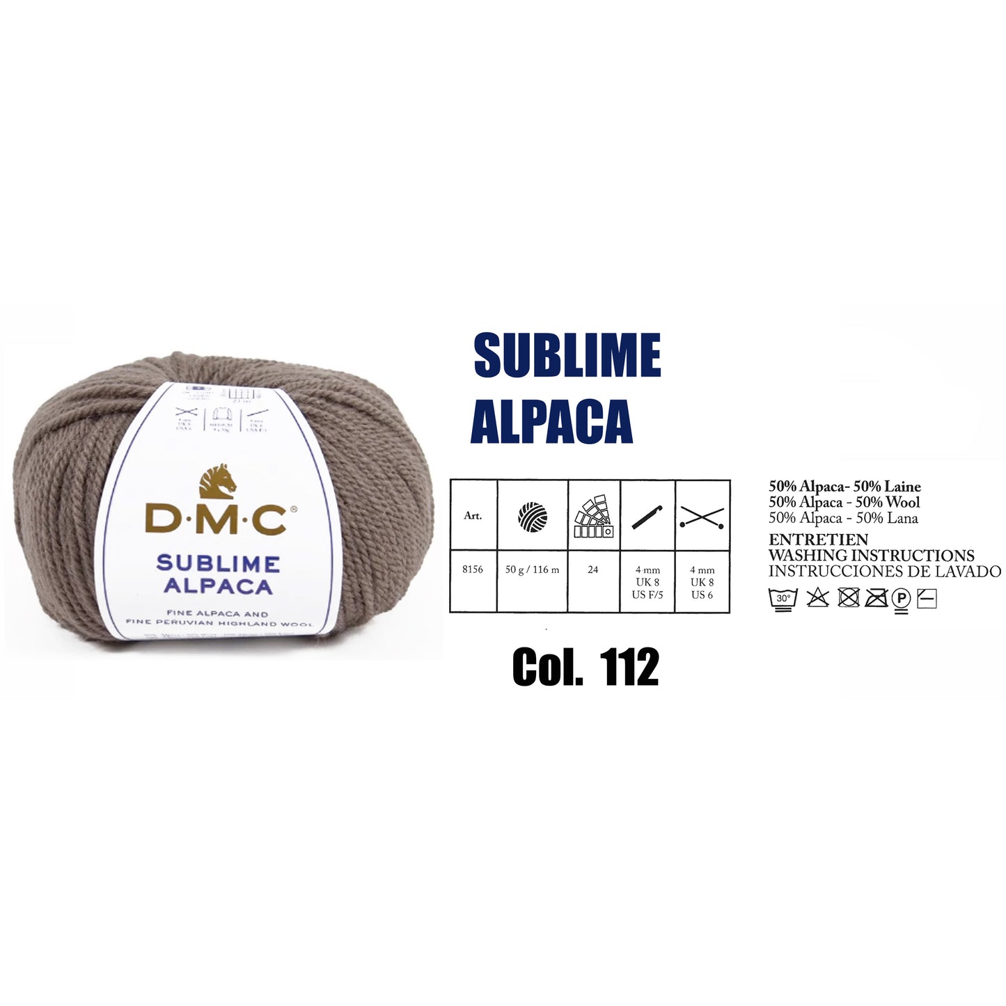 DMC Sublime Alpaca Knitting Yarn, 24 colours