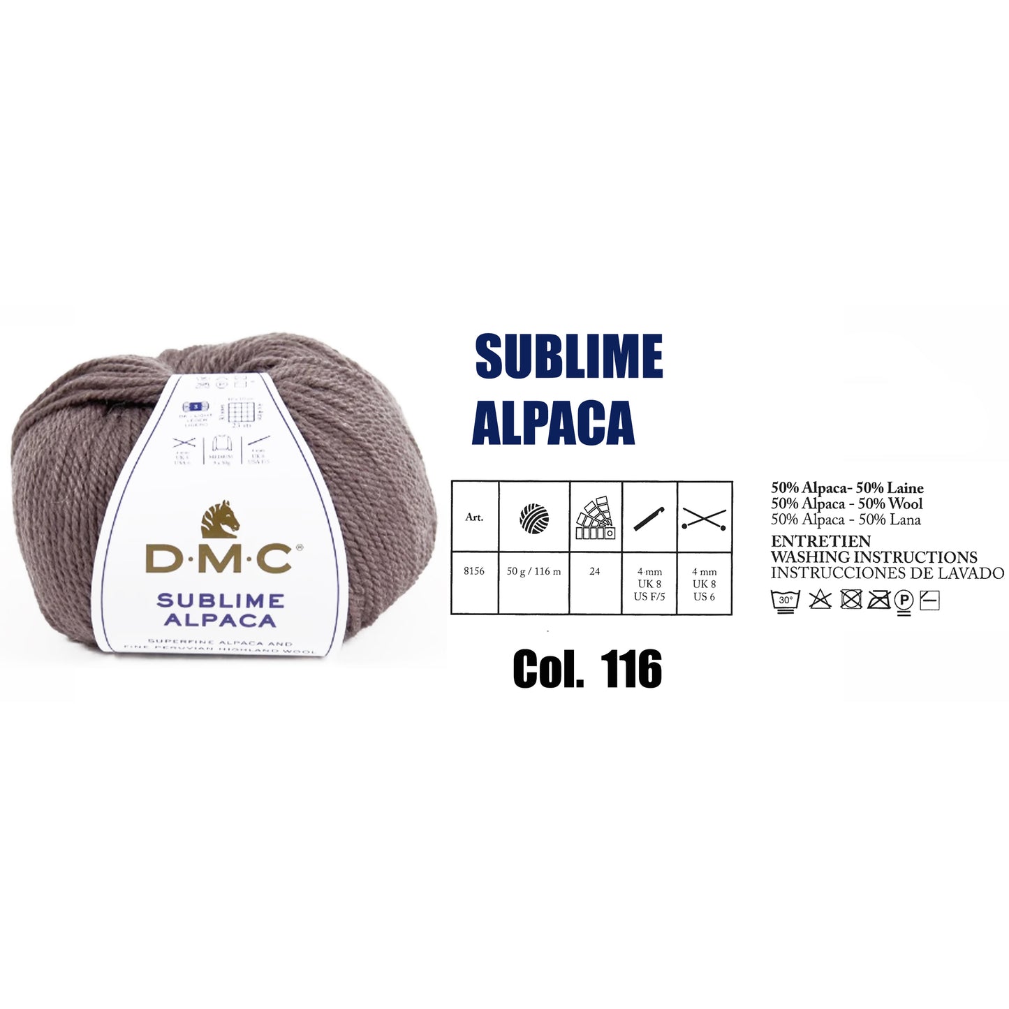 DMC Sublime Alpaca Knitting Yarn, 24 colours