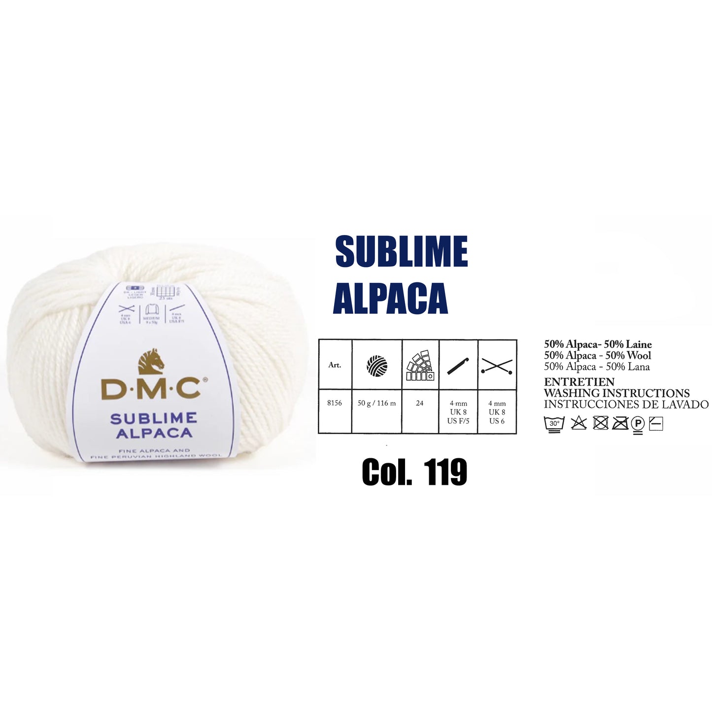 DMC Sublime Alpaca Knitting Yarn, 24 colours