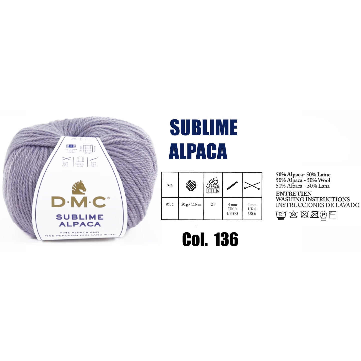 DMC Sublime Alpaca Knitting Yarn, 24 colours