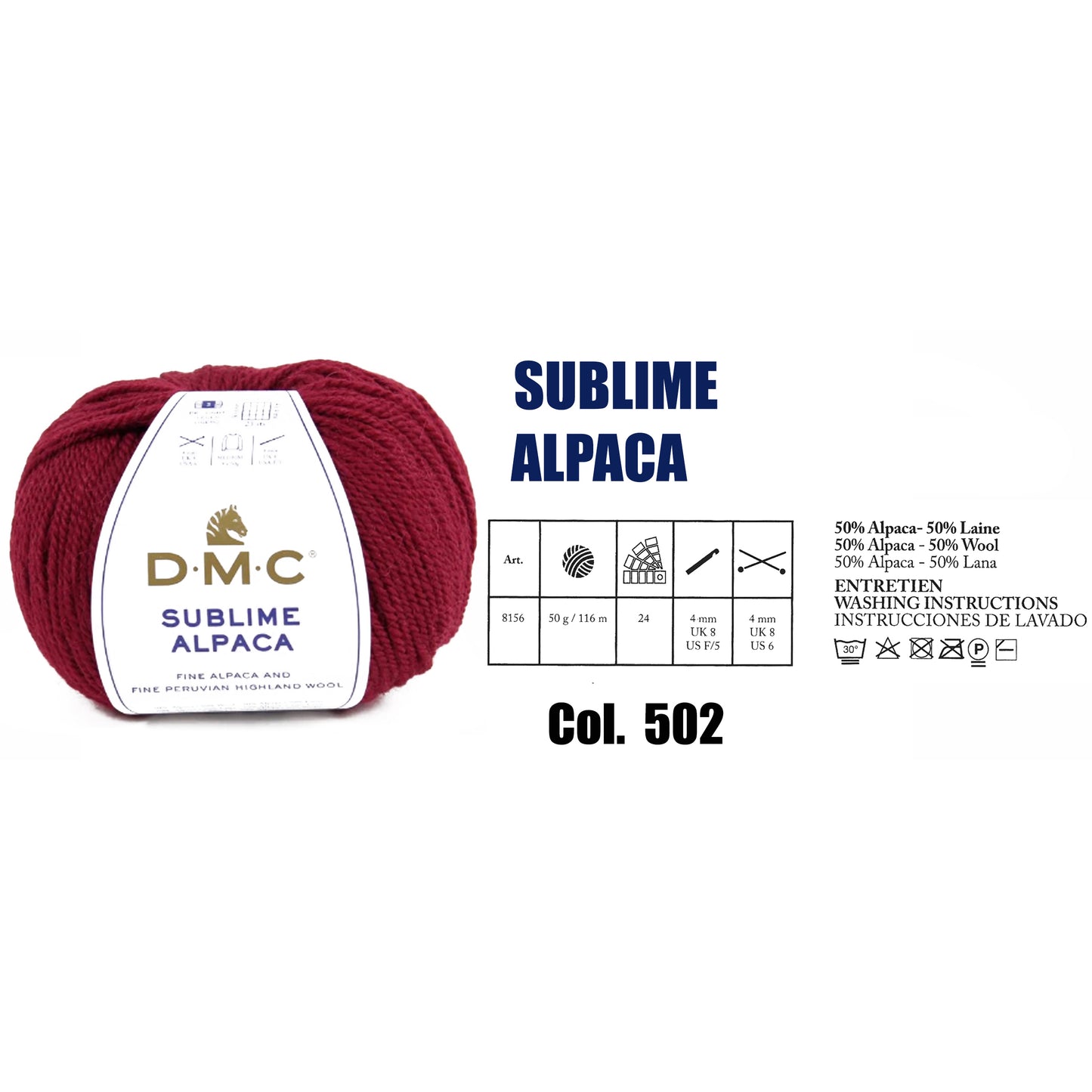 DMC Sublime Alpaca Knitting Yarn, 24 colours