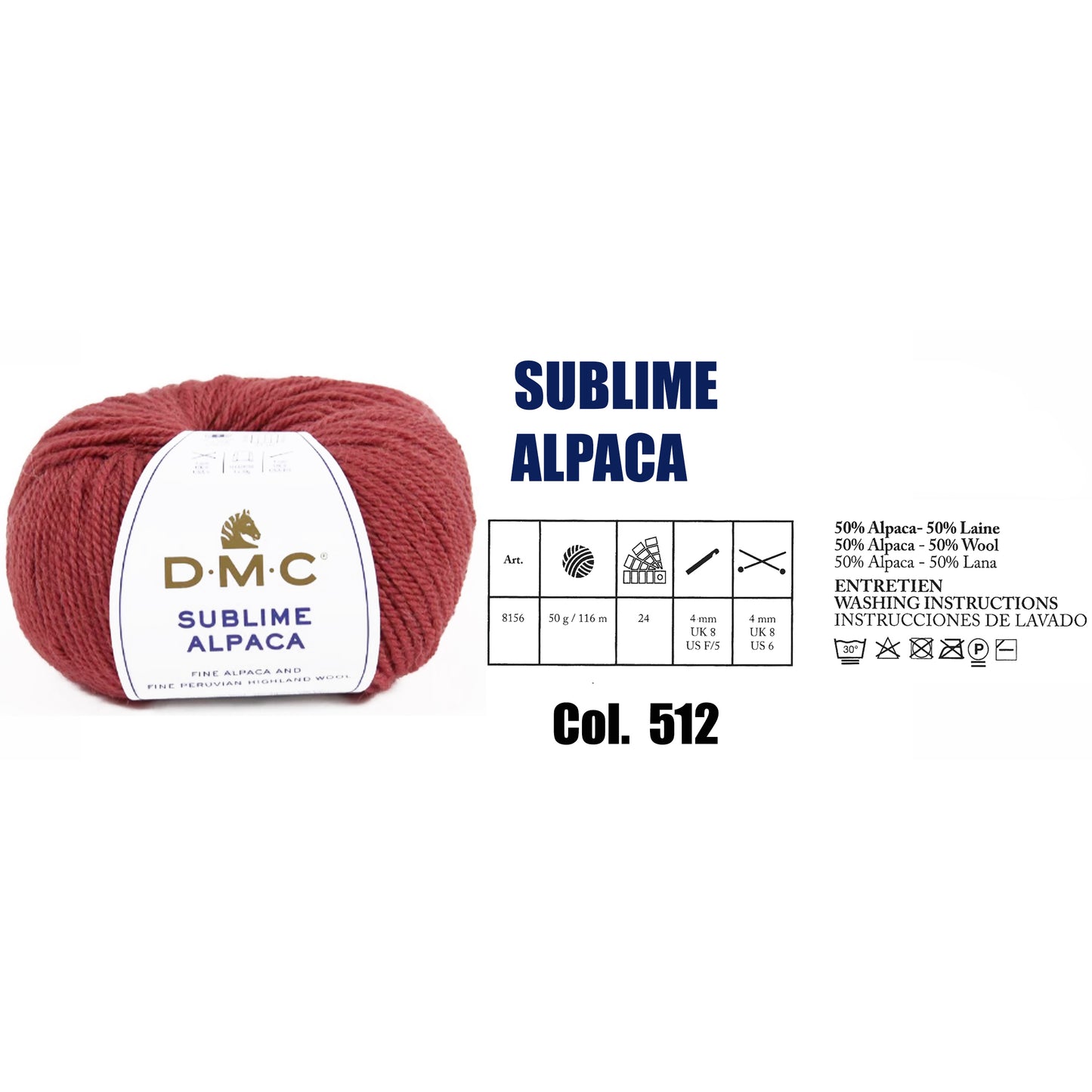 DMC Sublime Alpaca Knitting Yarn, 24 colours