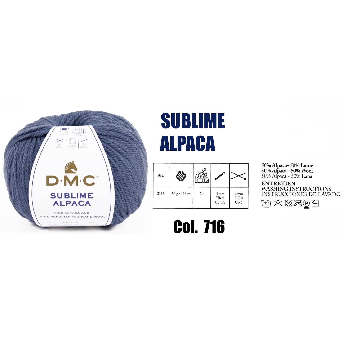 DMC Sublime Alpaca Knitting Yarn, 24 colours