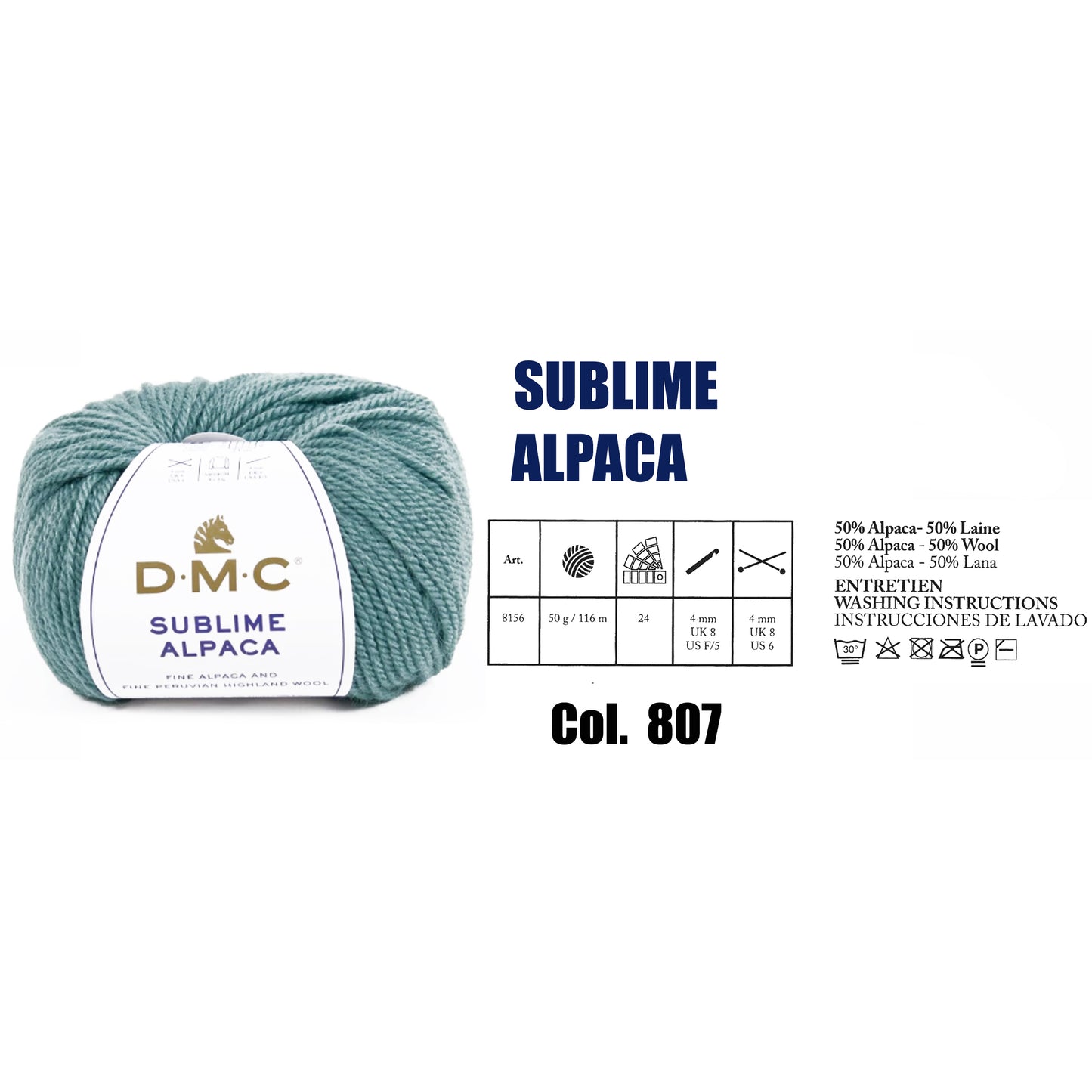 DMC Sublime Alpaca Knitting Yarn, 24 colours