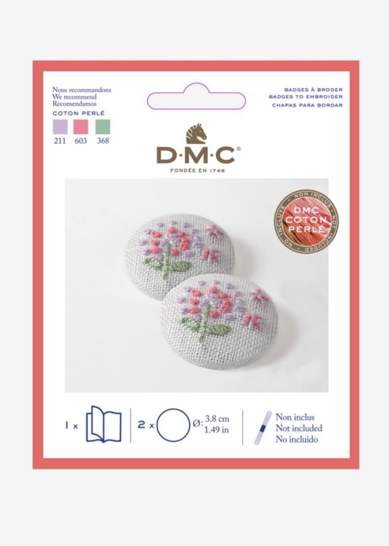 DMC large embroidery badges kit - THREADS INCLUDED FREE