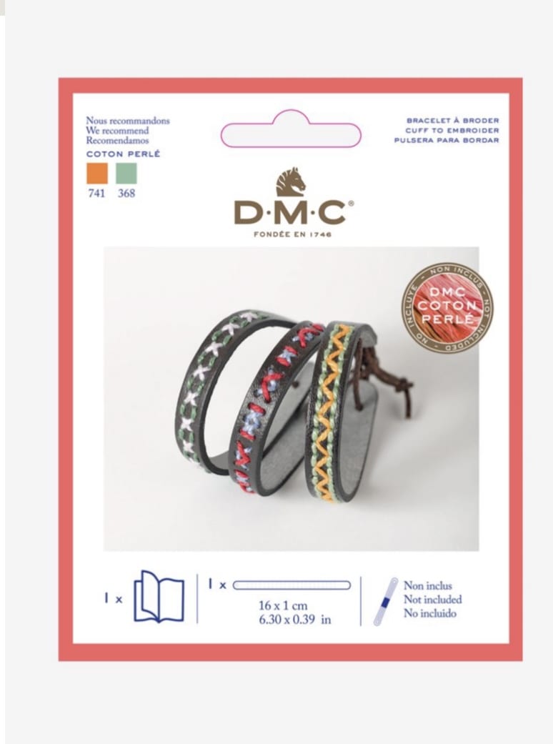 DMC leatherette bracelet embroidery kit - THREADS INCLUDED FREE