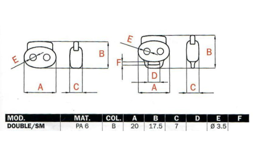 Plastic DOUBLE/SM Spring Cordlock