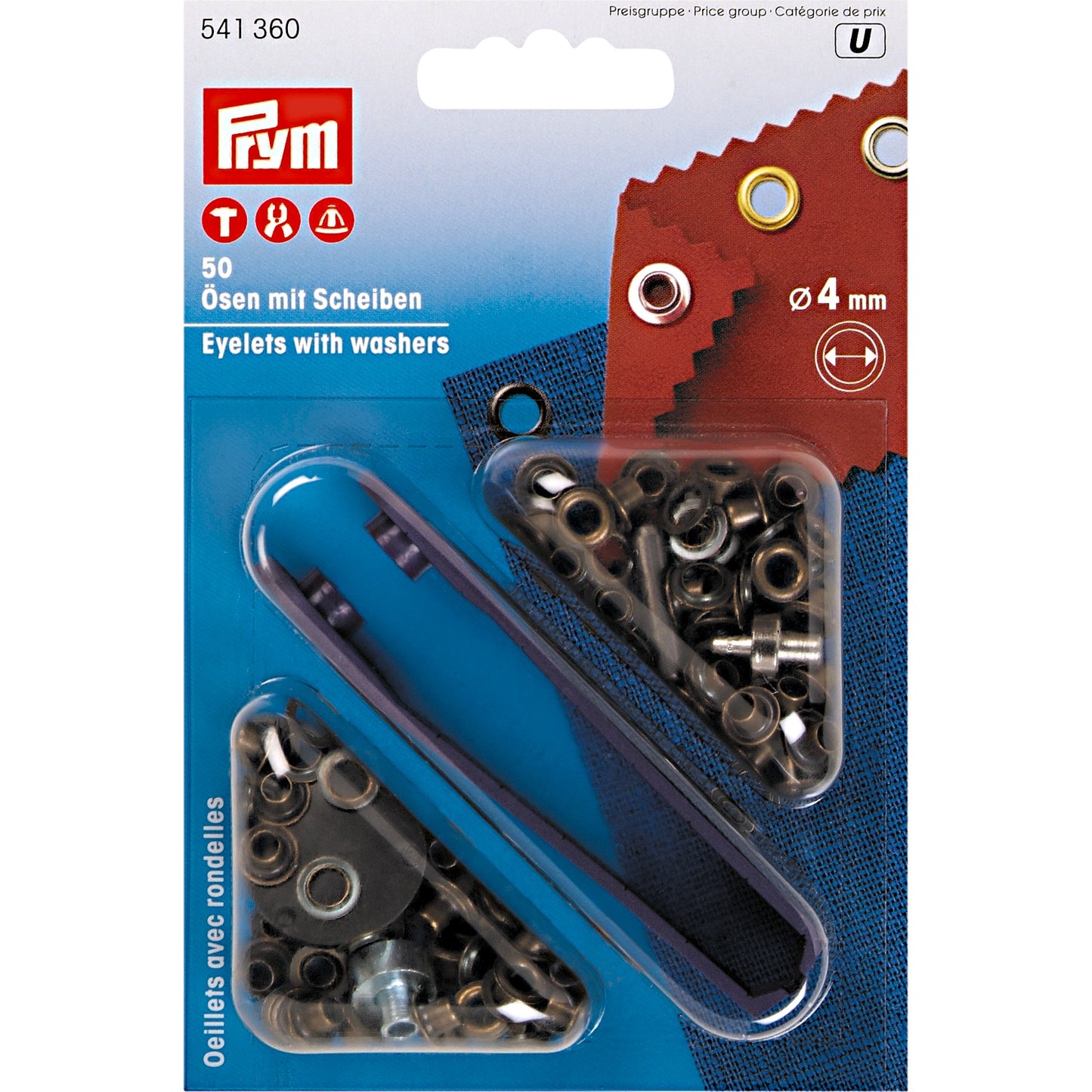 Prym Eyelets And Washers, 4.0mm, Antique Brass
