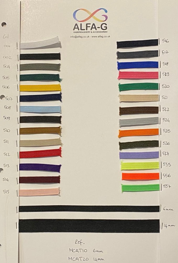 Flat Elastic, 6/14mm, 28 colours
