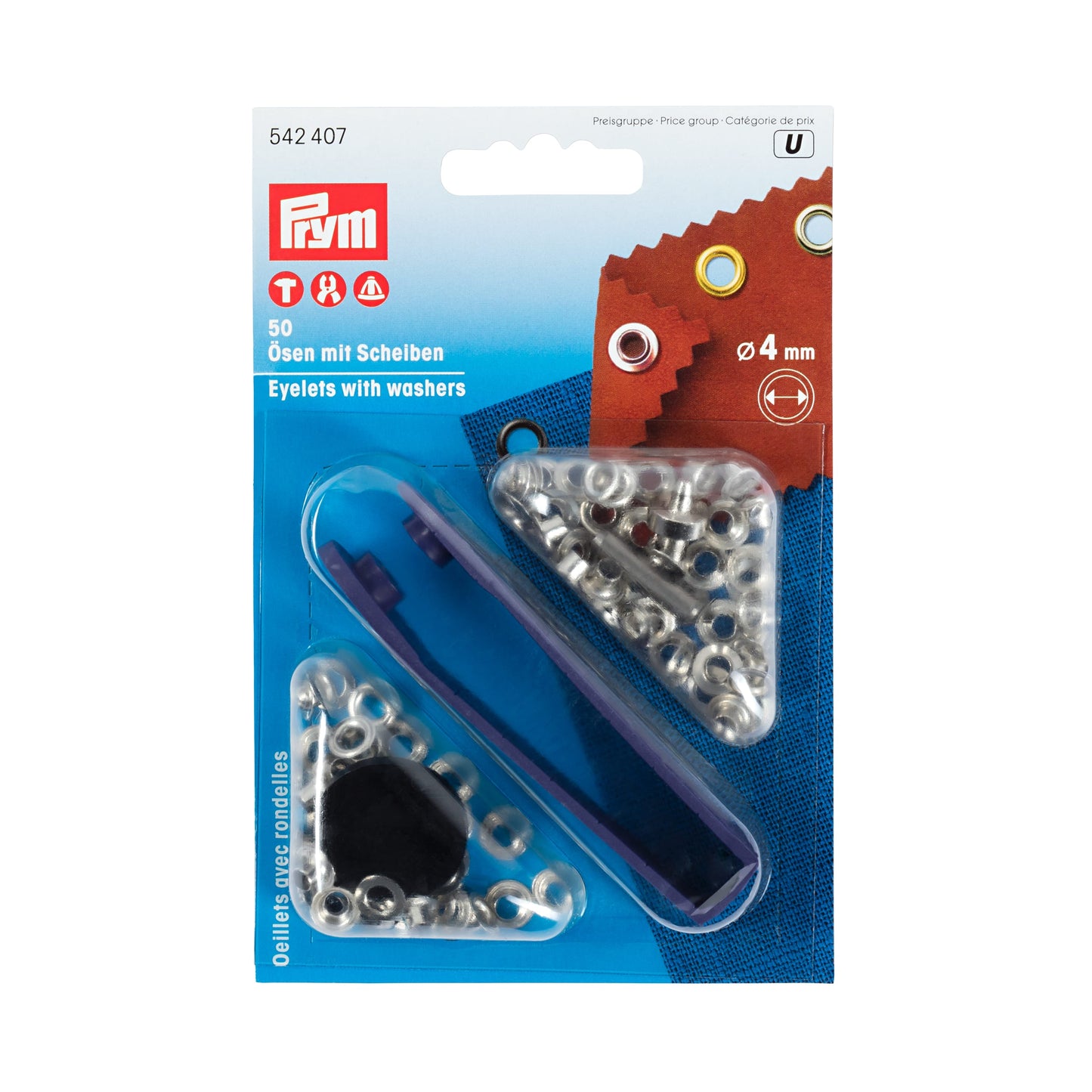 PRYM Eyelets With Washers, 4/11mm, 15 variants