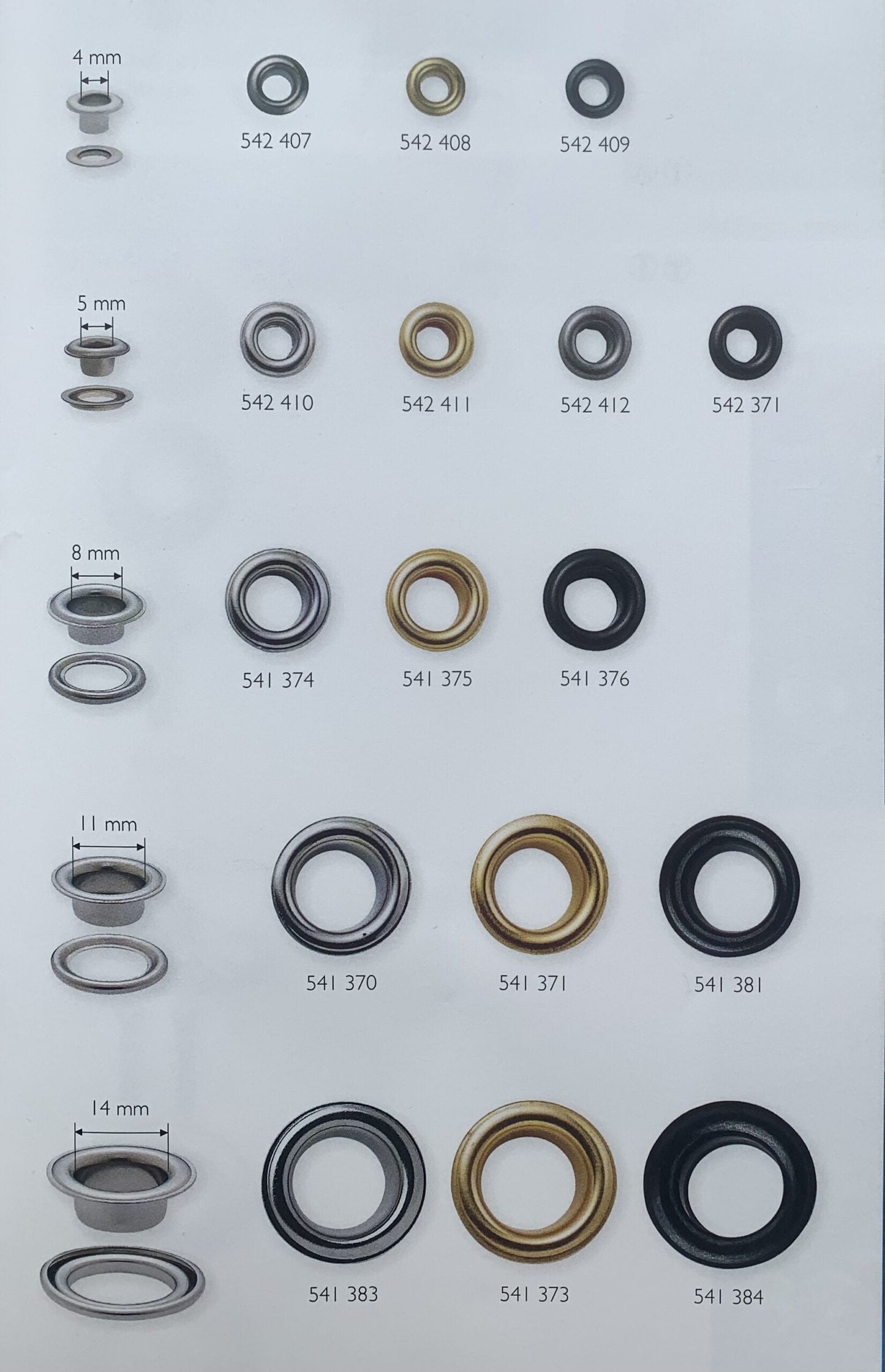 PRYM Eyelets With Washers, 4/11mm, 15 variants