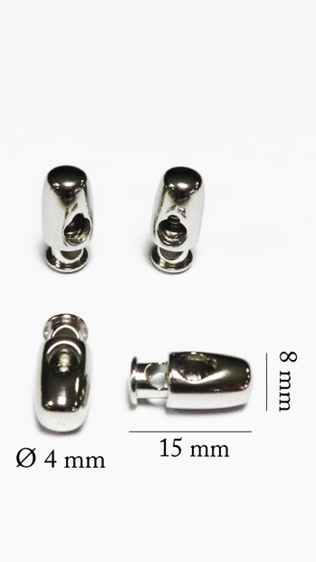 Zamak Cord Toggle, Ø 4mm, 3 Colours