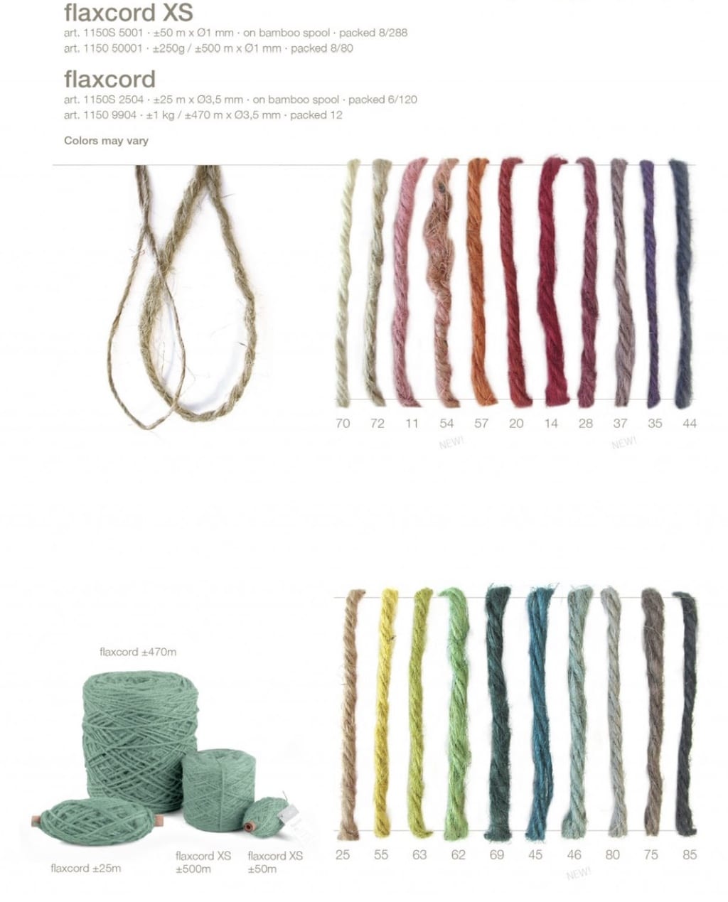 Flaxcord Jute rope, 21 colours