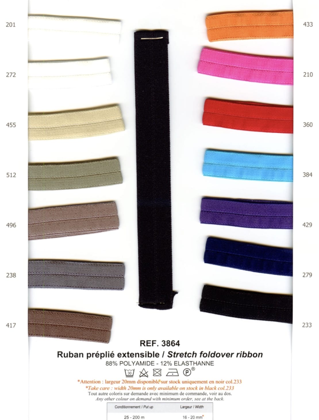Fold over Brushed Elastic, 16/20mm, 14 colours