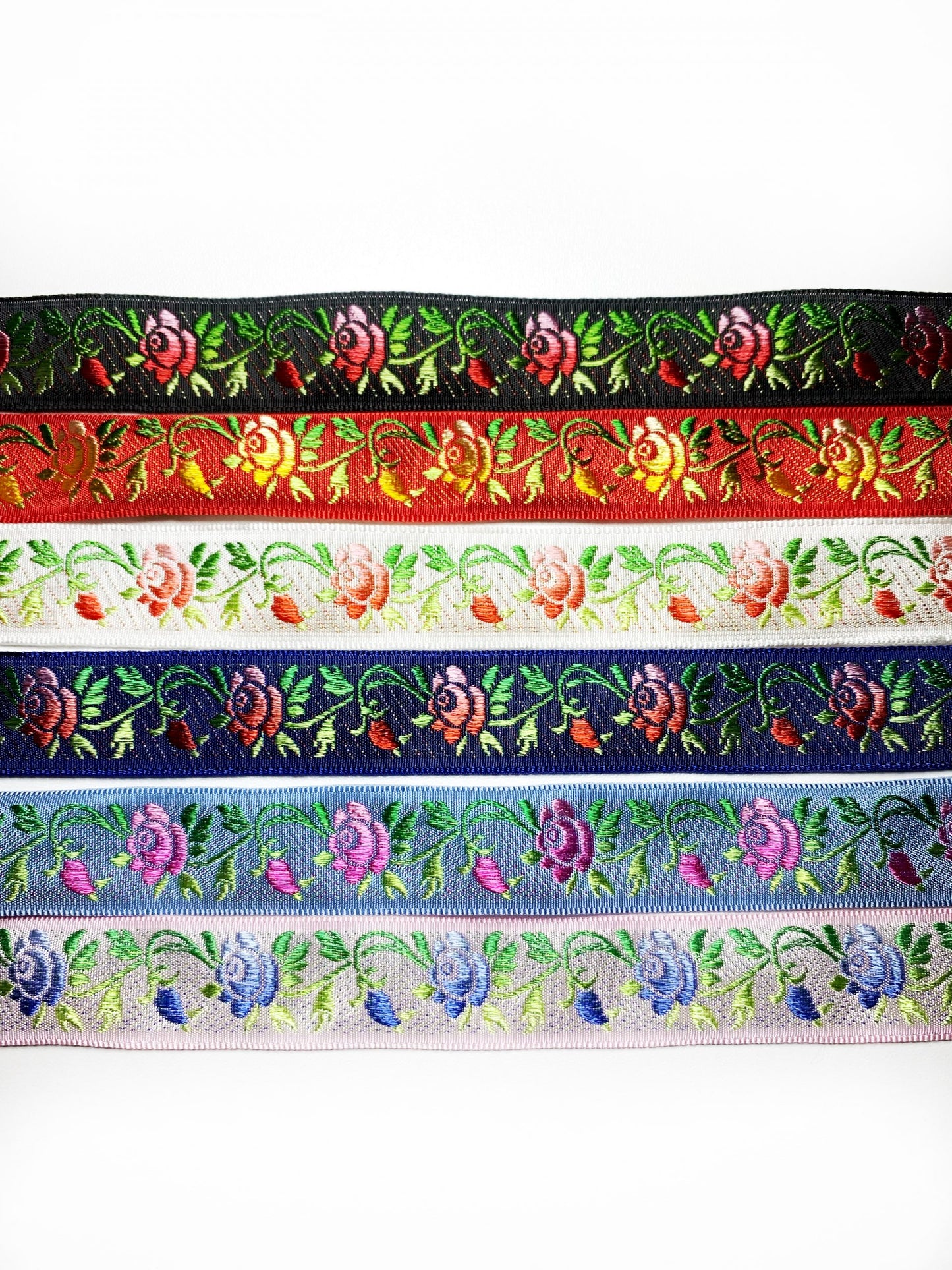 Vintage Embroidered Jacquard Ribbon, Roses, 21mm
