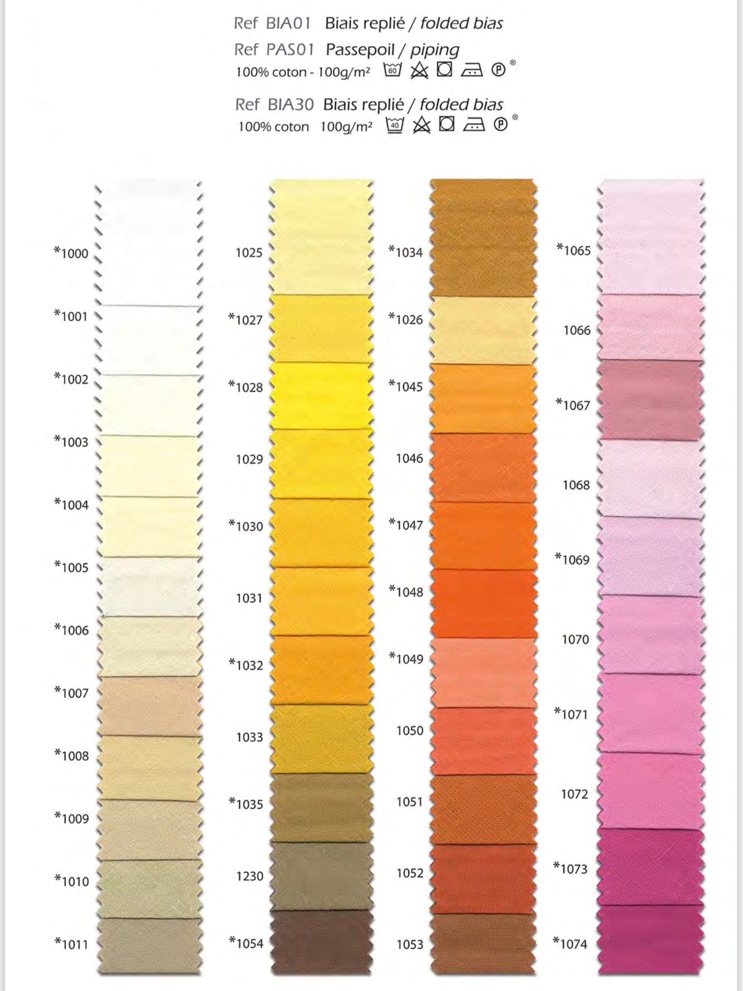 Cotton Bias Binding, 12mm and 30mm