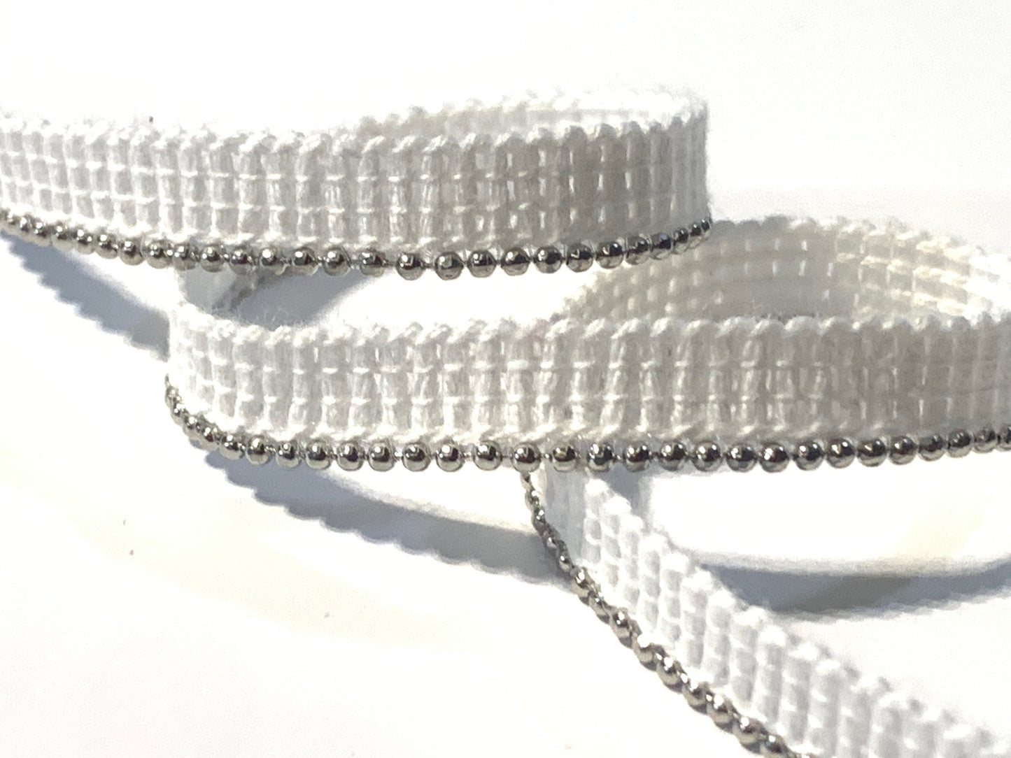 Ball Chain Insertion Braid, 8mm, Black/White