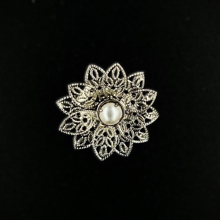 Pearl Flower Brooch, Silver