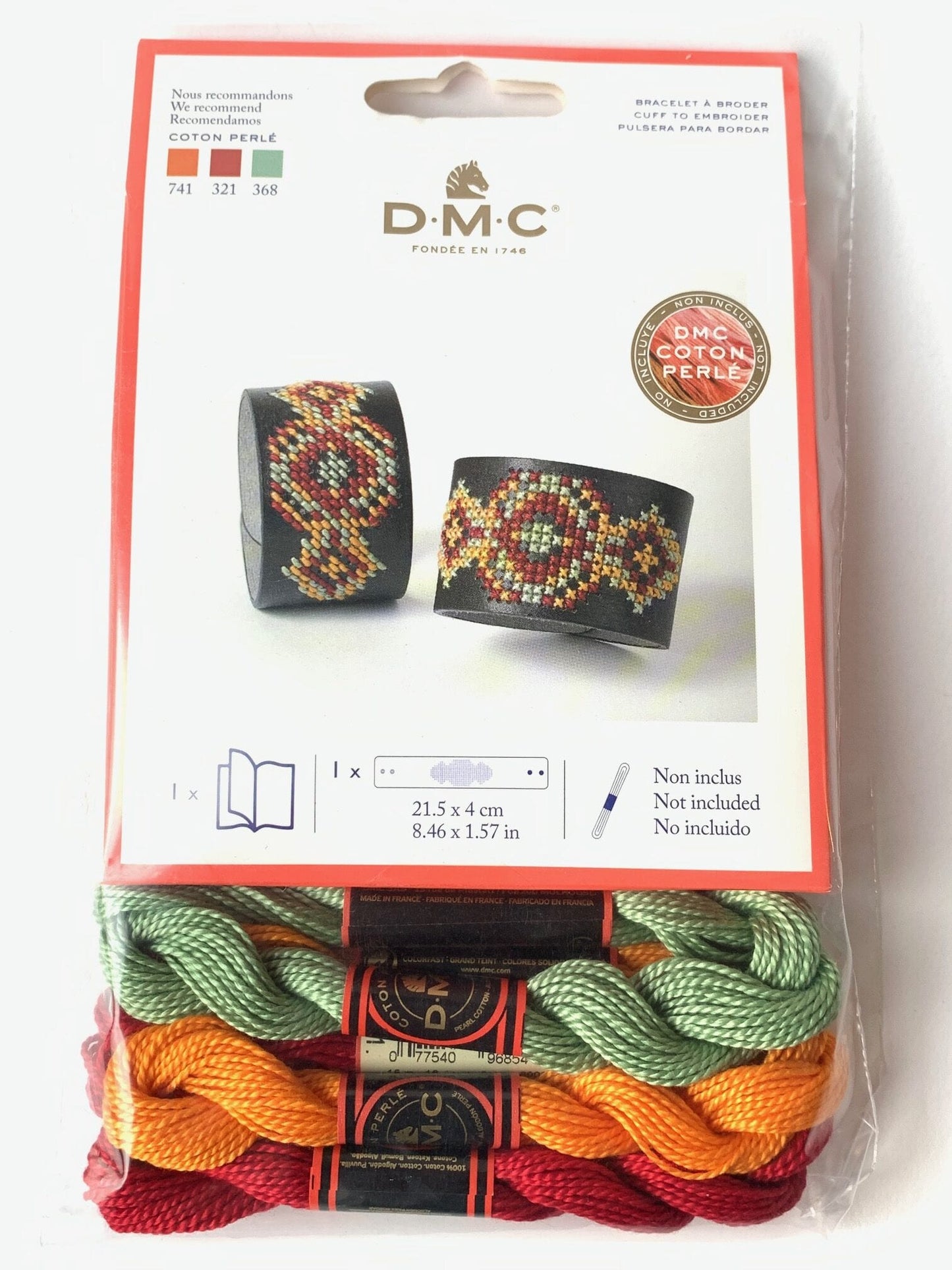 DMC leatherette bracelet embroidery kit - THREADS INCLUDED FREE