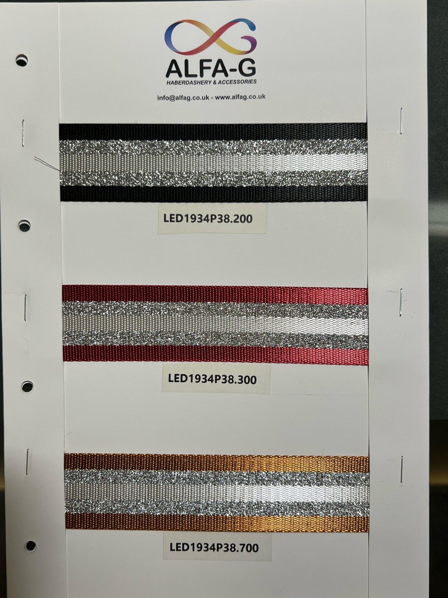 Lurex Striped Webbing, 38mm, 6 colours