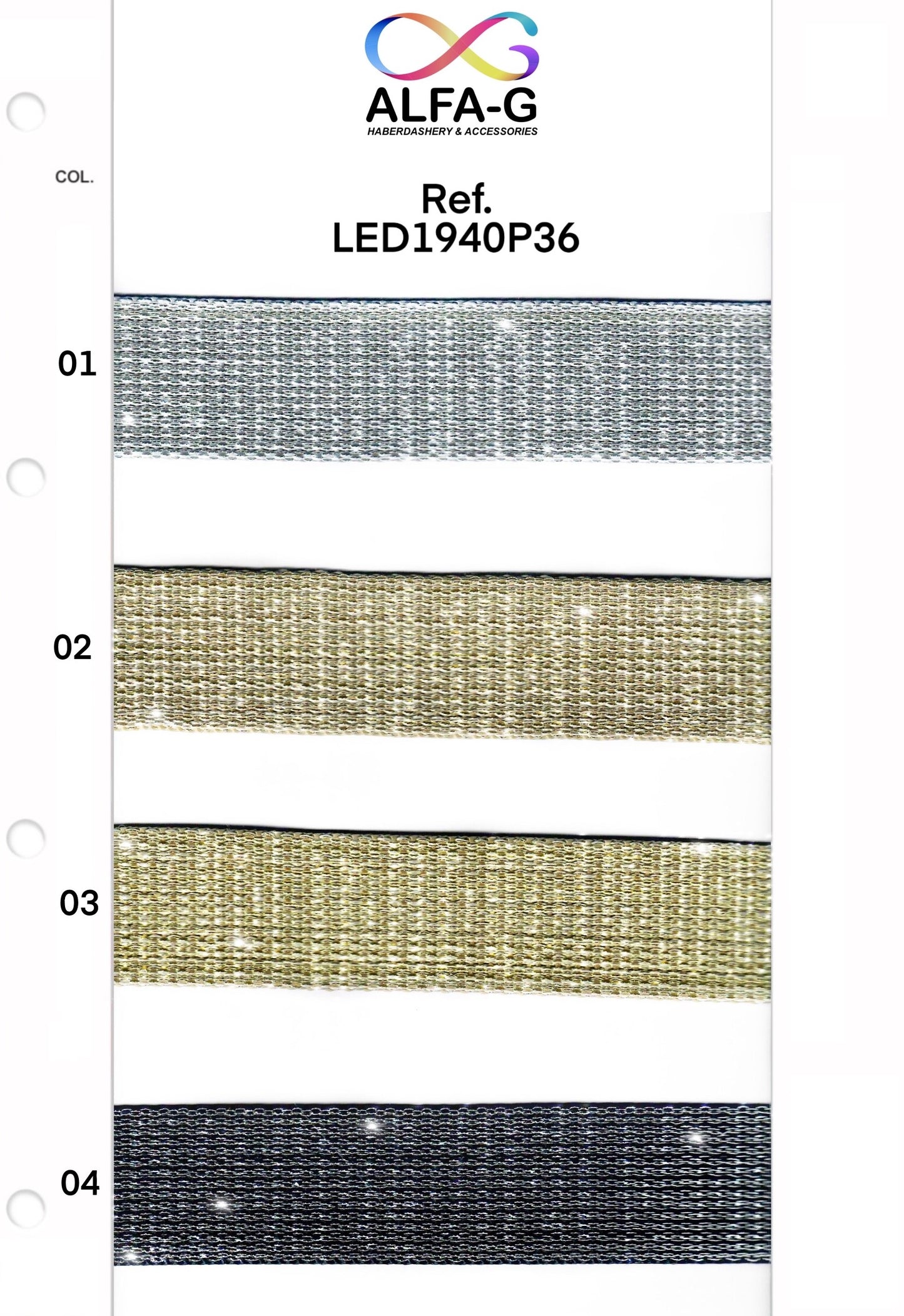 Lurex Webbing, 36mm, 4 colours