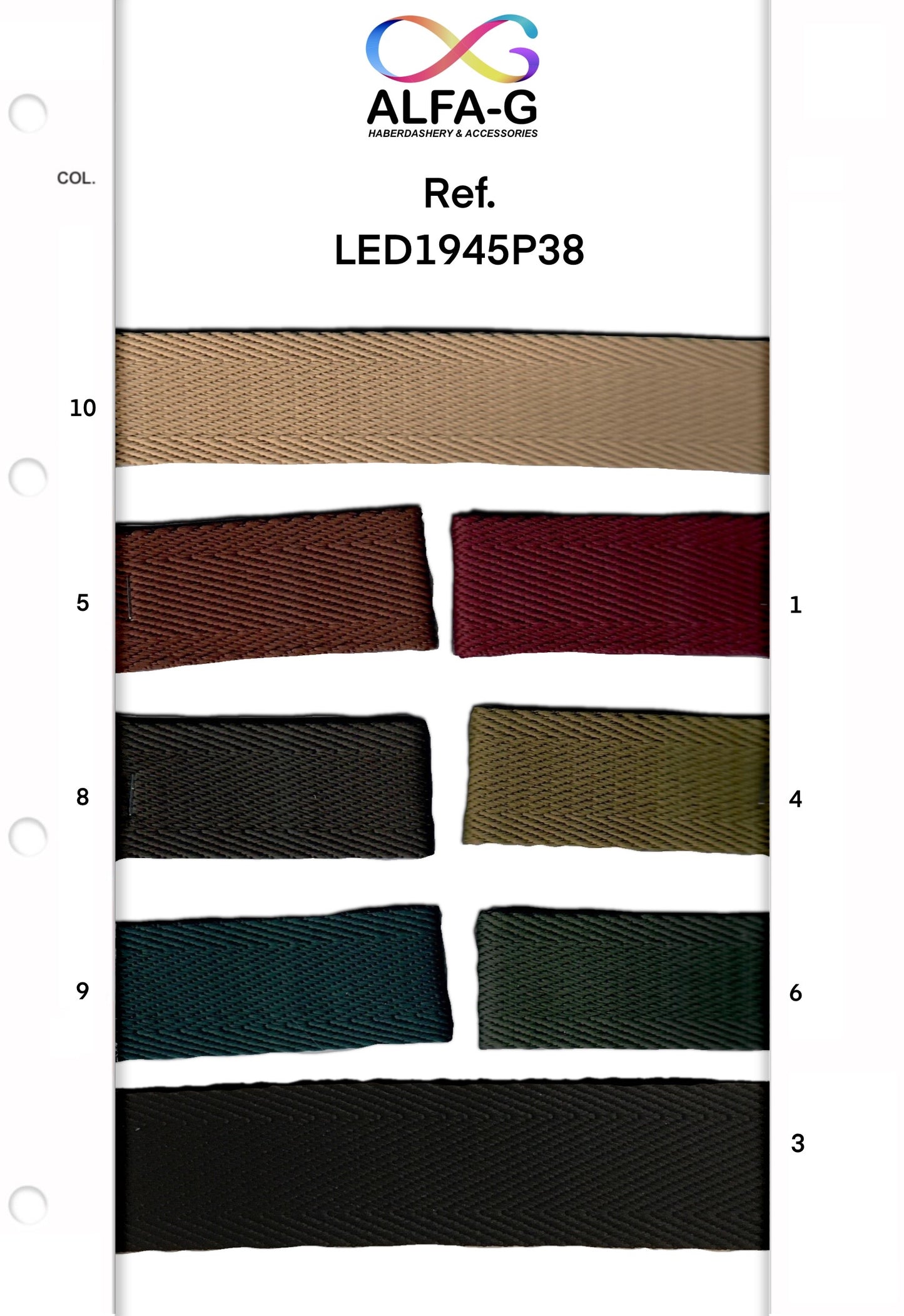 Classic Herringbones Webbing, 38mm, 8 colours