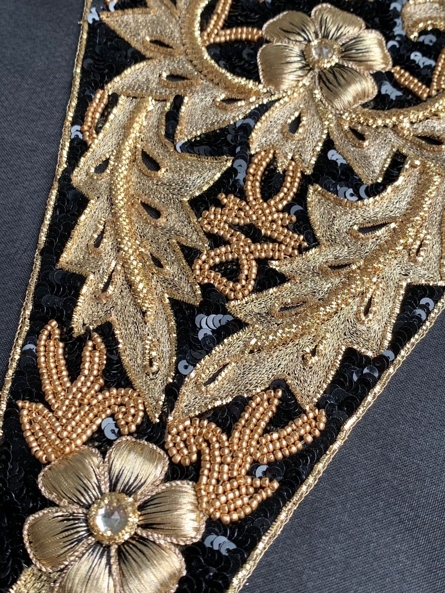 Large beaded floral applique