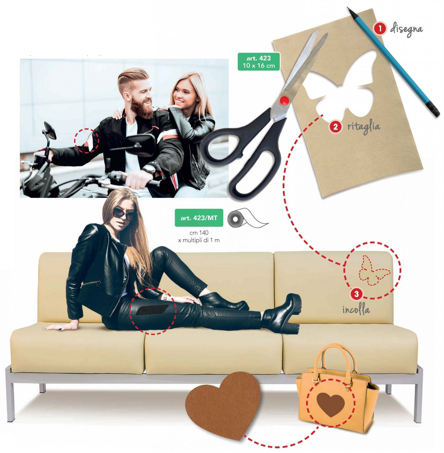 Self-Adhesive Faux Leather Patch, 1 Pair, 10x16cm