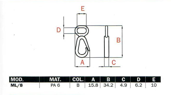 Plastic ML/8 Snaphook
