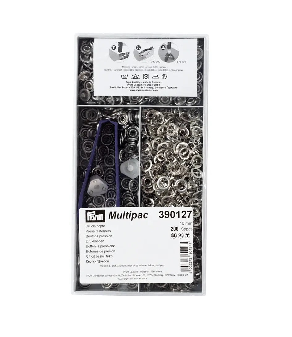 Prym Non-sew Press Fastener Jersey, Retaining Ring, 10mm, Silver-coloured, 200 Pieces
