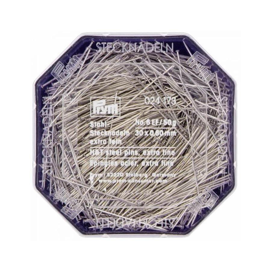 Prym steel pins 6 EF 0.60 x 30mm, 50g plastic box