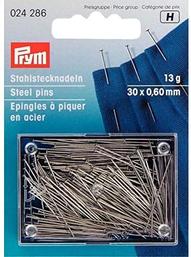 Prym steel pins 6 EF 0.60 x 30mm, 13g card with box