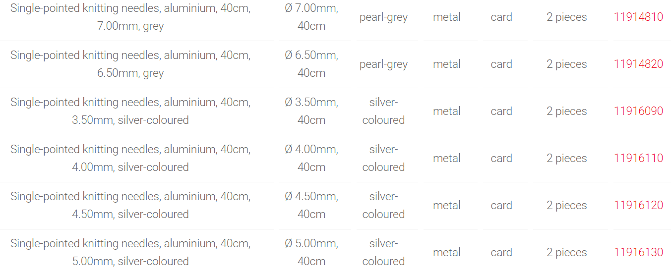 PRYM Single-Pointed Knitting Needles in Aluminium, 40 variations