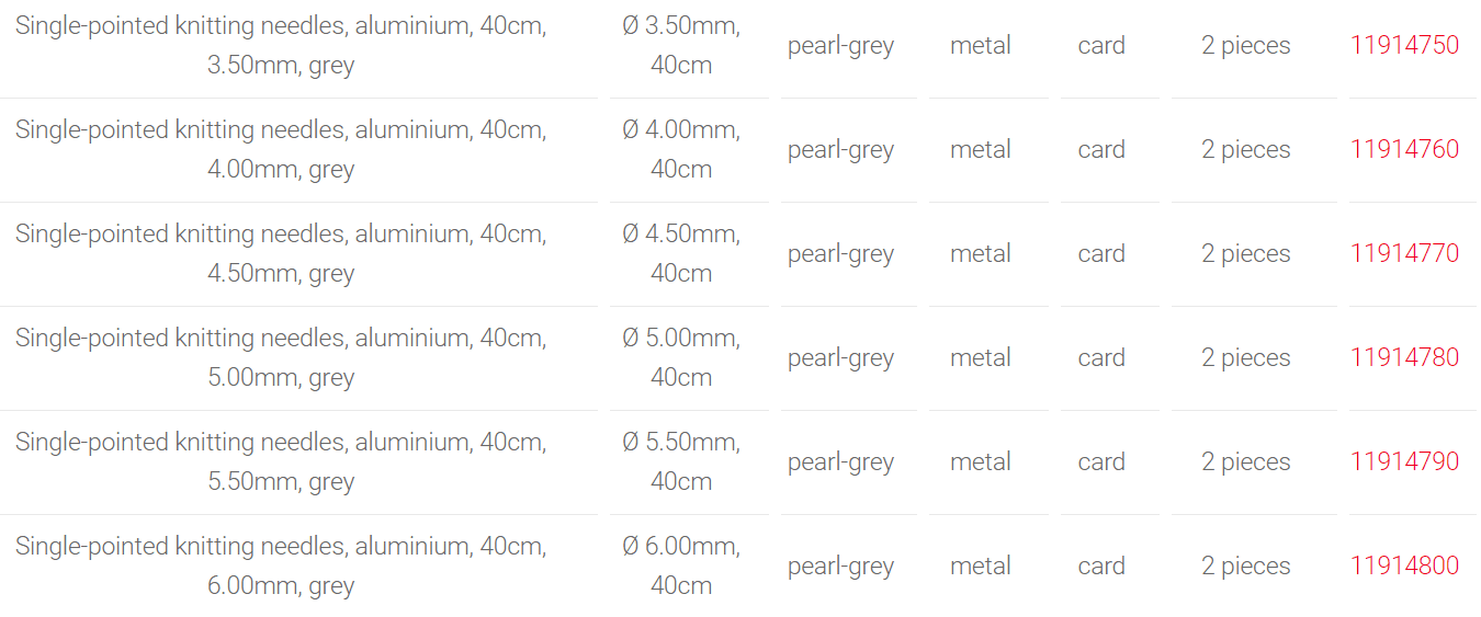 PRYM Single-Pointed Knitting Needles in Aluminium, 40 variations