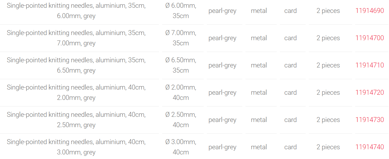 PRYM Single-Pointed Knitting Needles in Aluminium, 40 variations