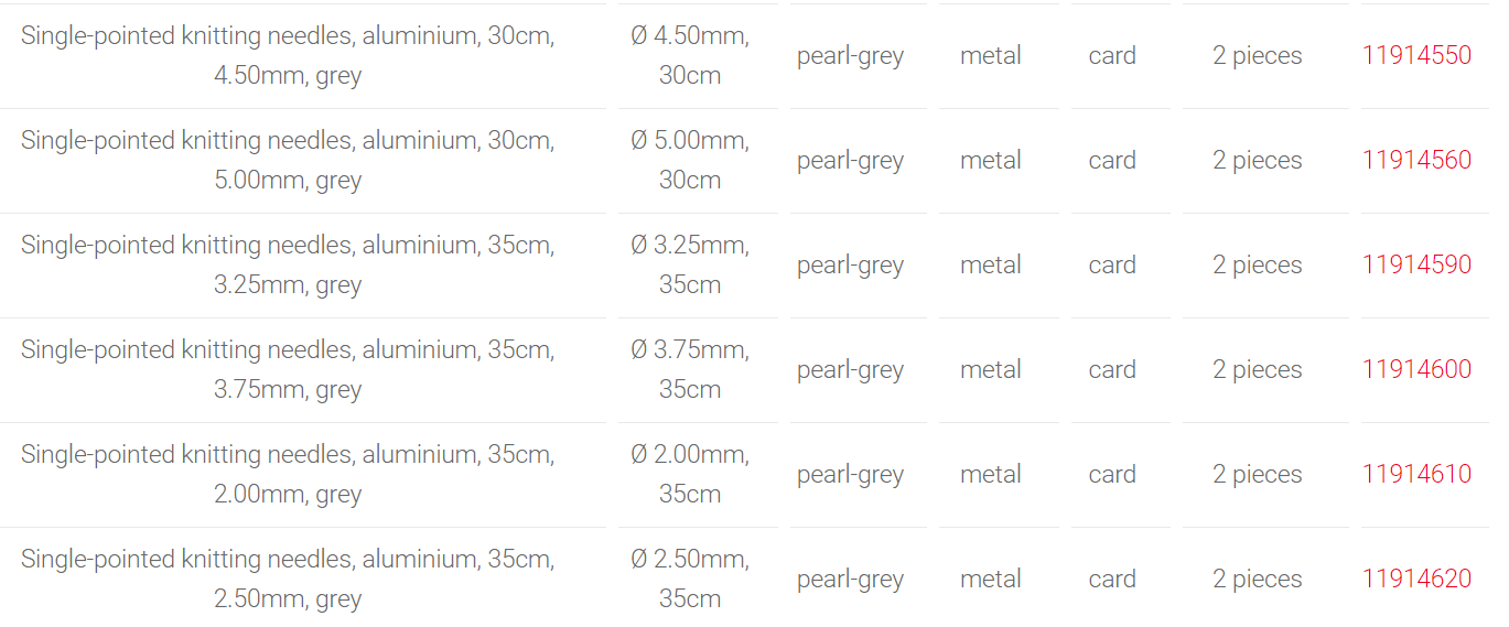 PRYM Single-Pointed Knitting Needles in Aluminium, 40 variations