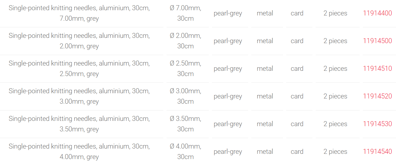 PRYM Single-Pointed Knitting Needles in Aluminium, 40 variations