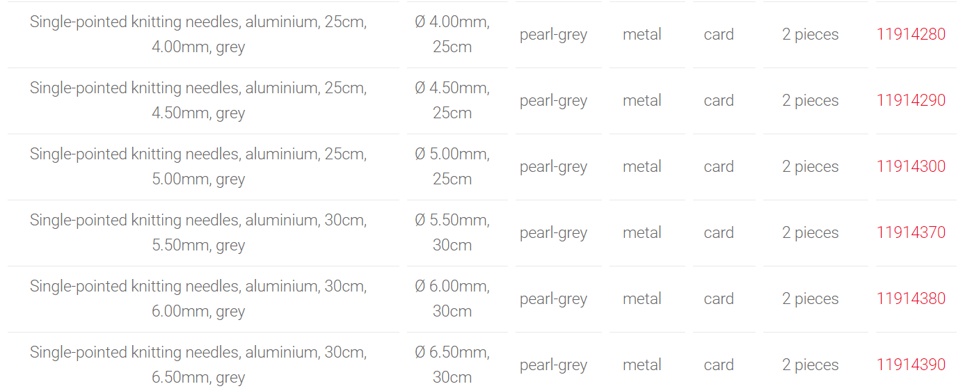 PRYM Single-Pointed Knitting Needles in Aluminium, 40 variations