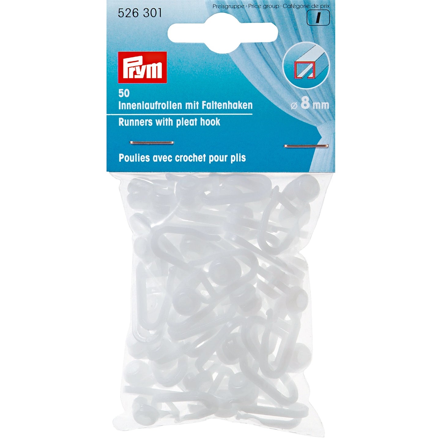 8mm Curtain Runners with Pleat Hook