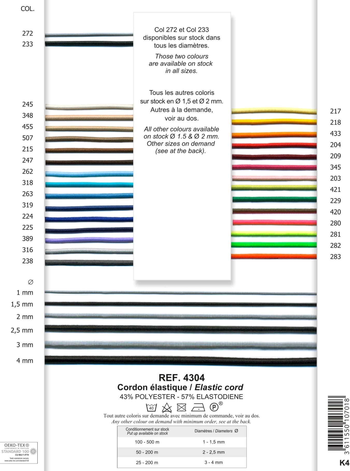 Round Elastic Cord, 1.5mm