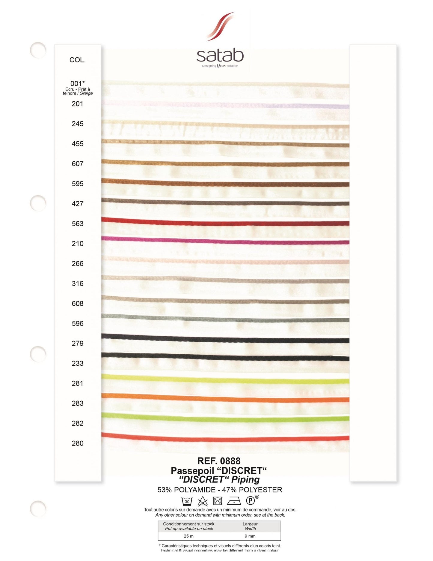 Satin Bicolour Insertion Piping 9mm